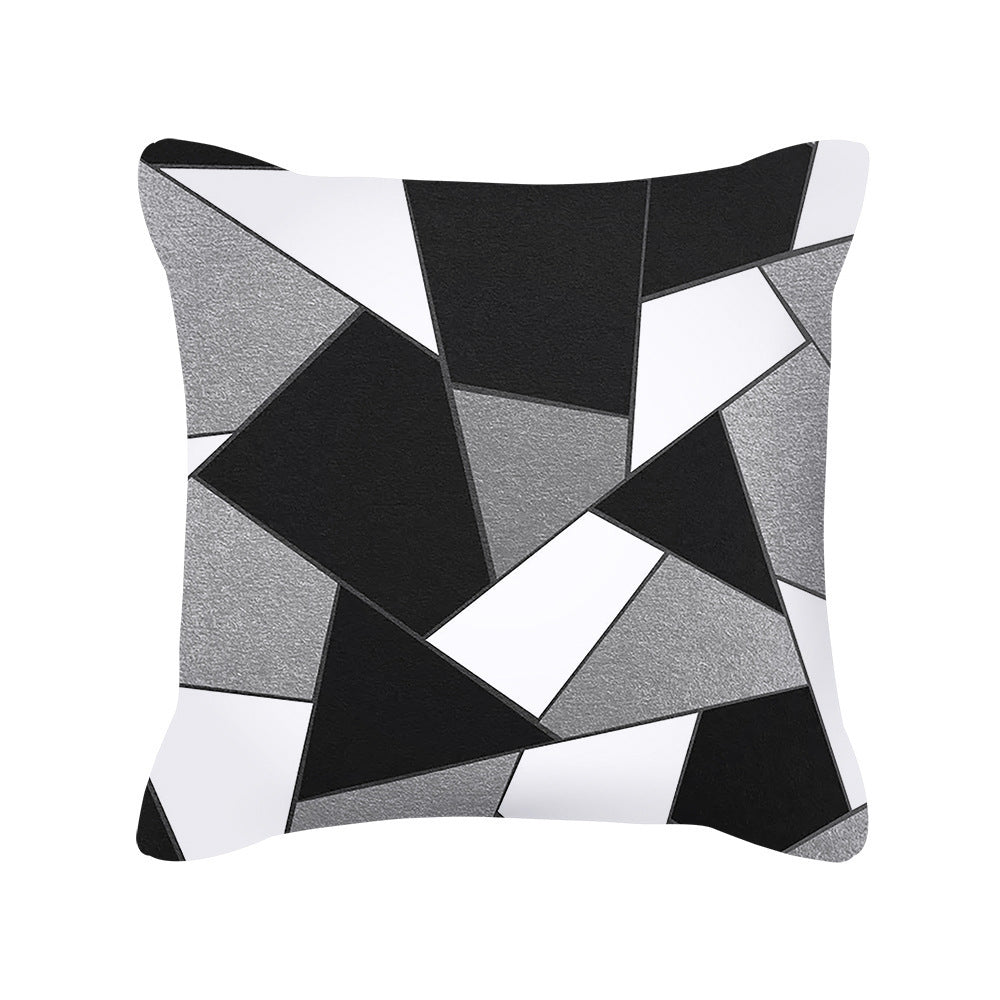Black & Silver Geometric Pillow Cover