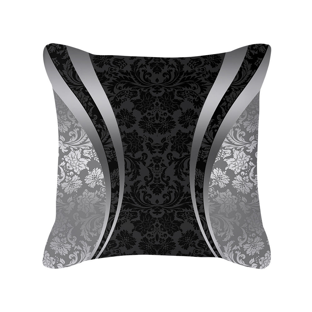 Black & Silver Geometric Pillow Cover