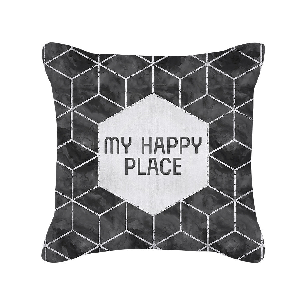 Black & Silver Geometric Pillow Cover
