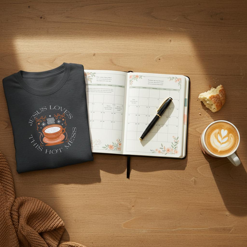 Jesus Loves This Hot Mess T-Shirt – Funny Christian Faith Humor Apparel For Women