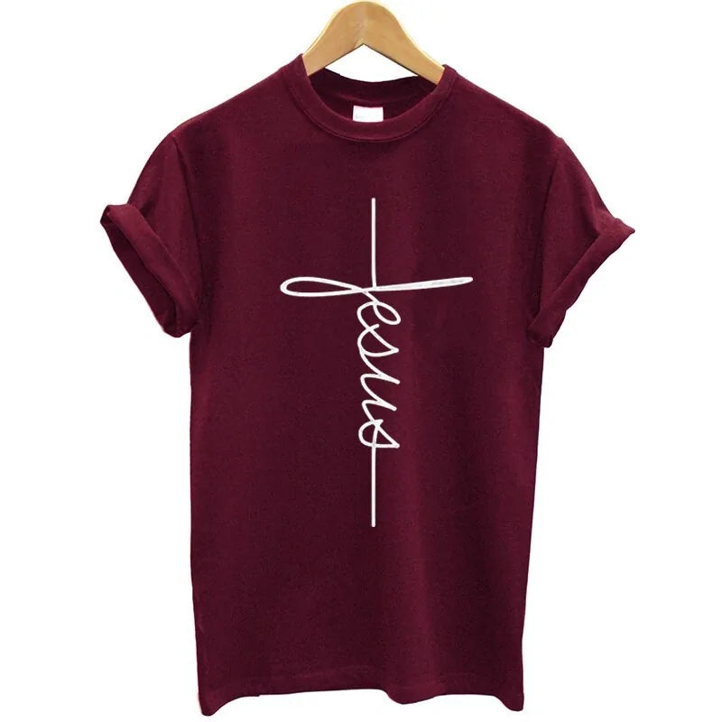 Christian Cross Print T-Shirt