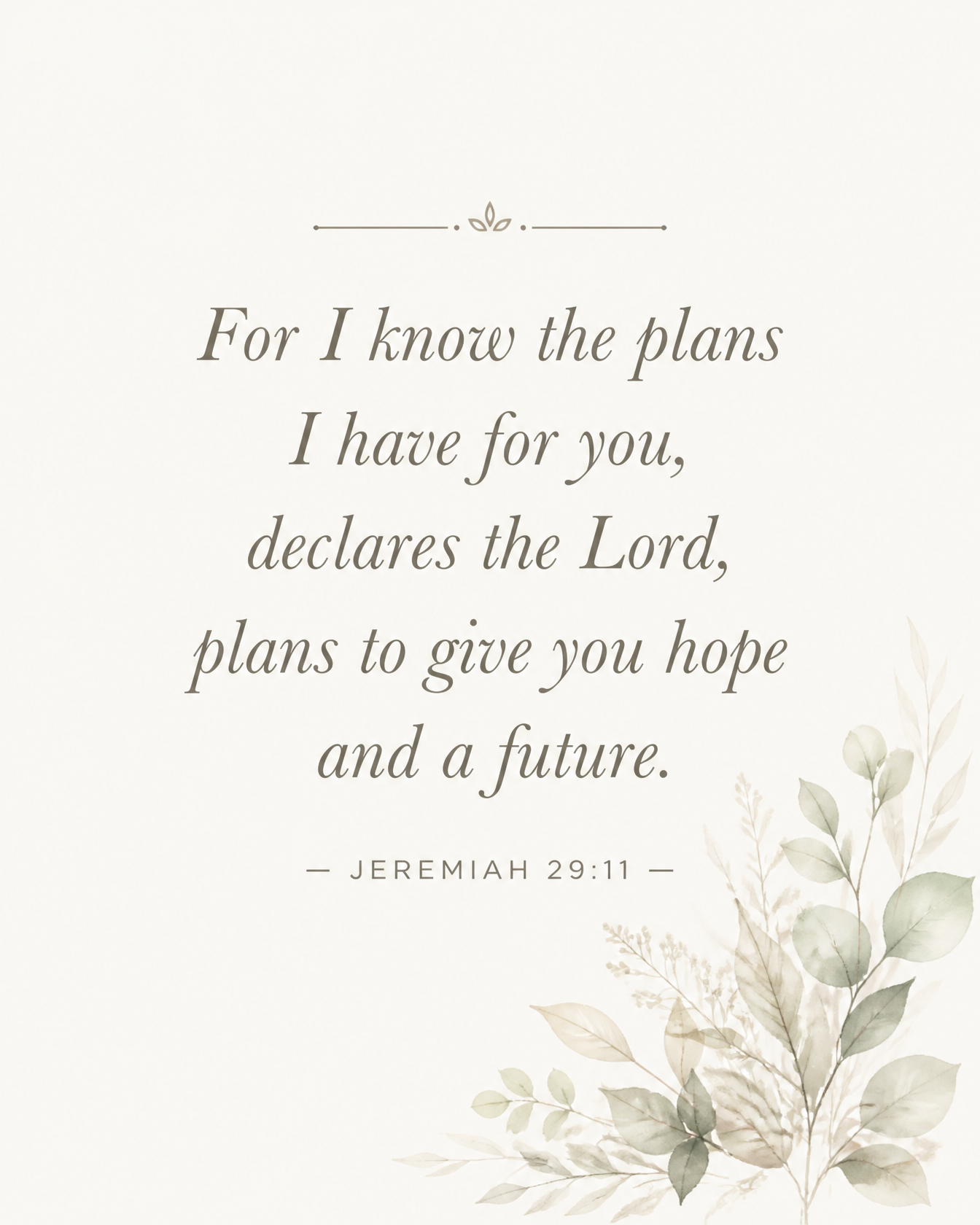 Christian Printable Wall Art | Jeremiah 29:11 Scripture Print | Hope & Future | Instant Digital Download | 3 Sizes Included