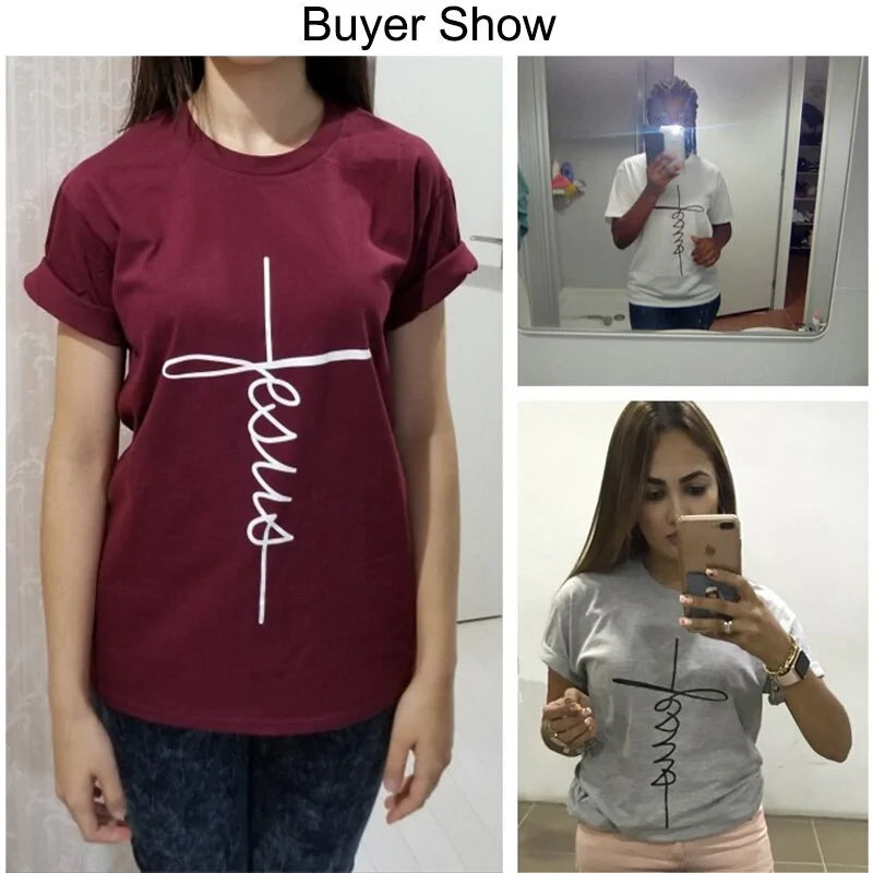 Christian Cross Print T-Shirt