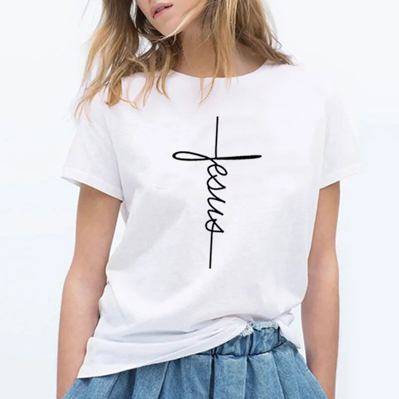 Christian Cross Print T-Shirt
