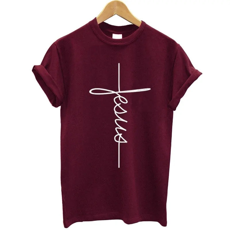 Christian Cross Print T-Shirt